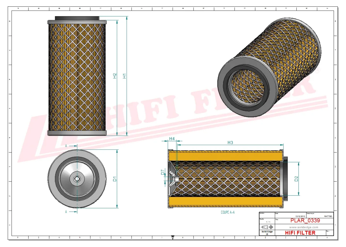 Rysunek techniczny Hifi Filter SA16324