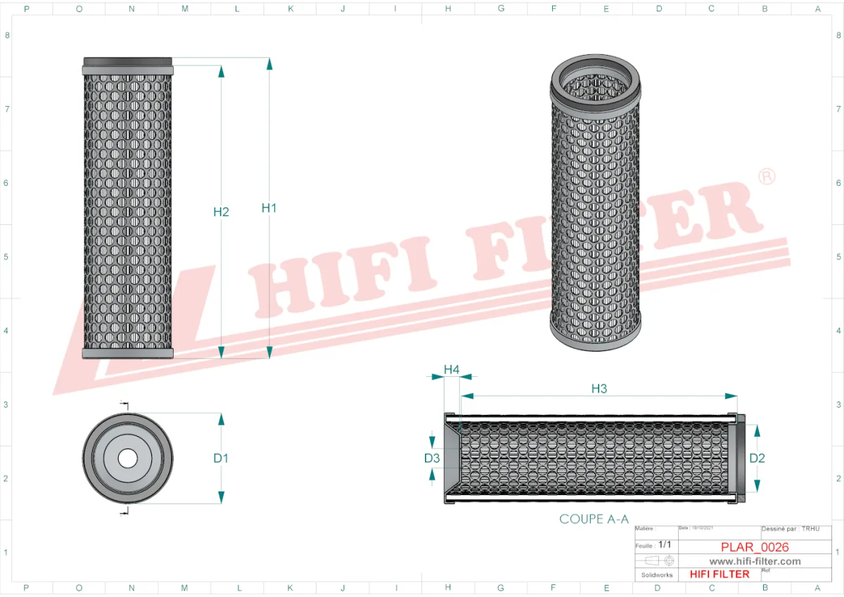 Rysunek techniczny Hifi Filter SA16325