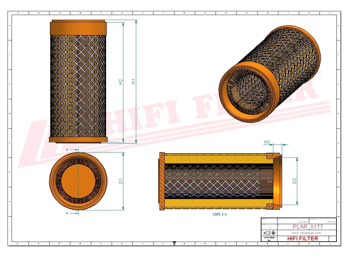 Rysunek techniczny Hifi Filter SA16355