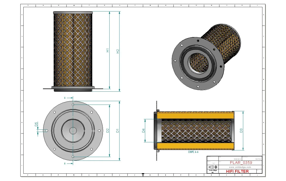 Rysunek techniczny Hifi Filter SA16396