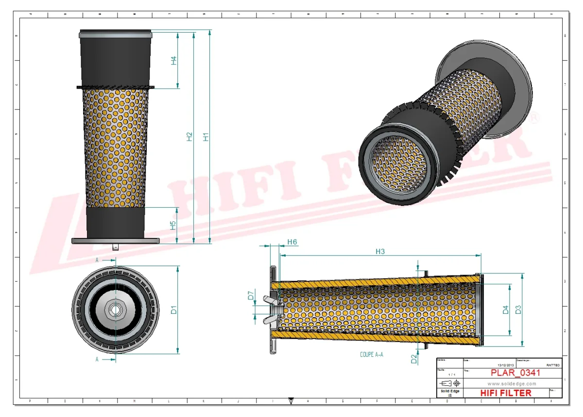 Rysunek techniczny Hifi Filter SA16397