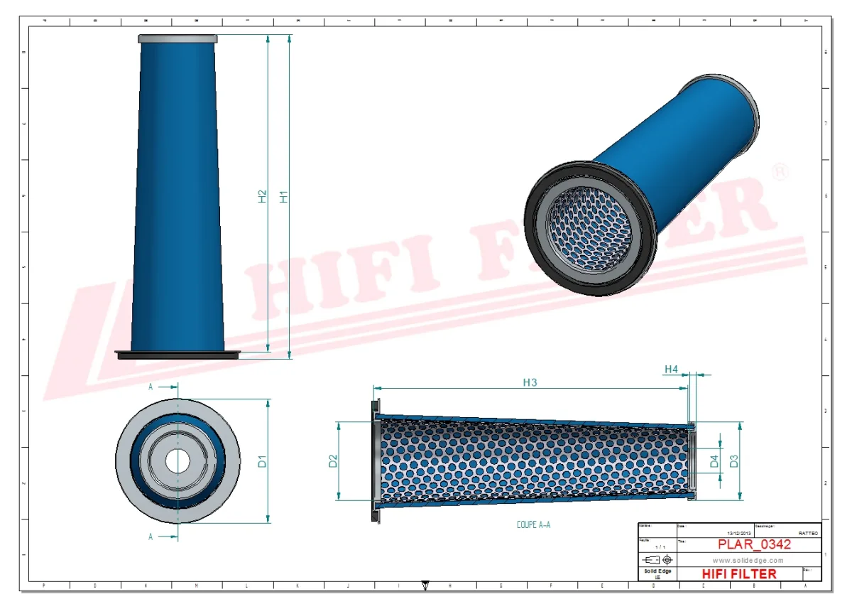 Rysunek techniczny Hifi Filter SA16398