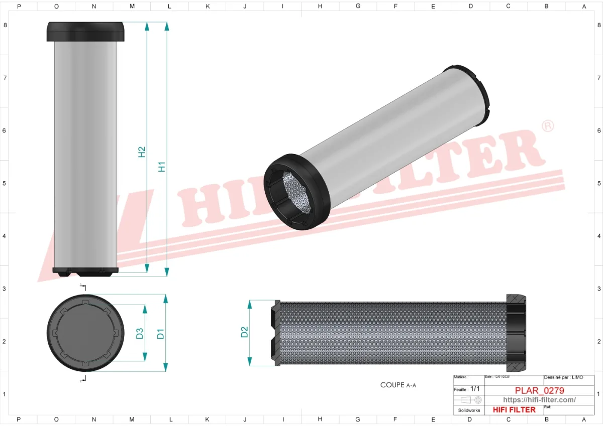 Rysunek techniczny Hifi Filter SA16444