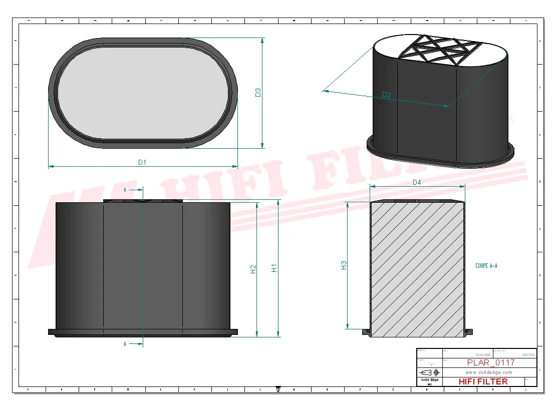 Rysunek techniczny Hifi Filter SA16448