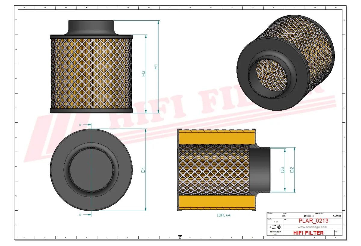 Rysunek techniczny Hifi Filter SA16501