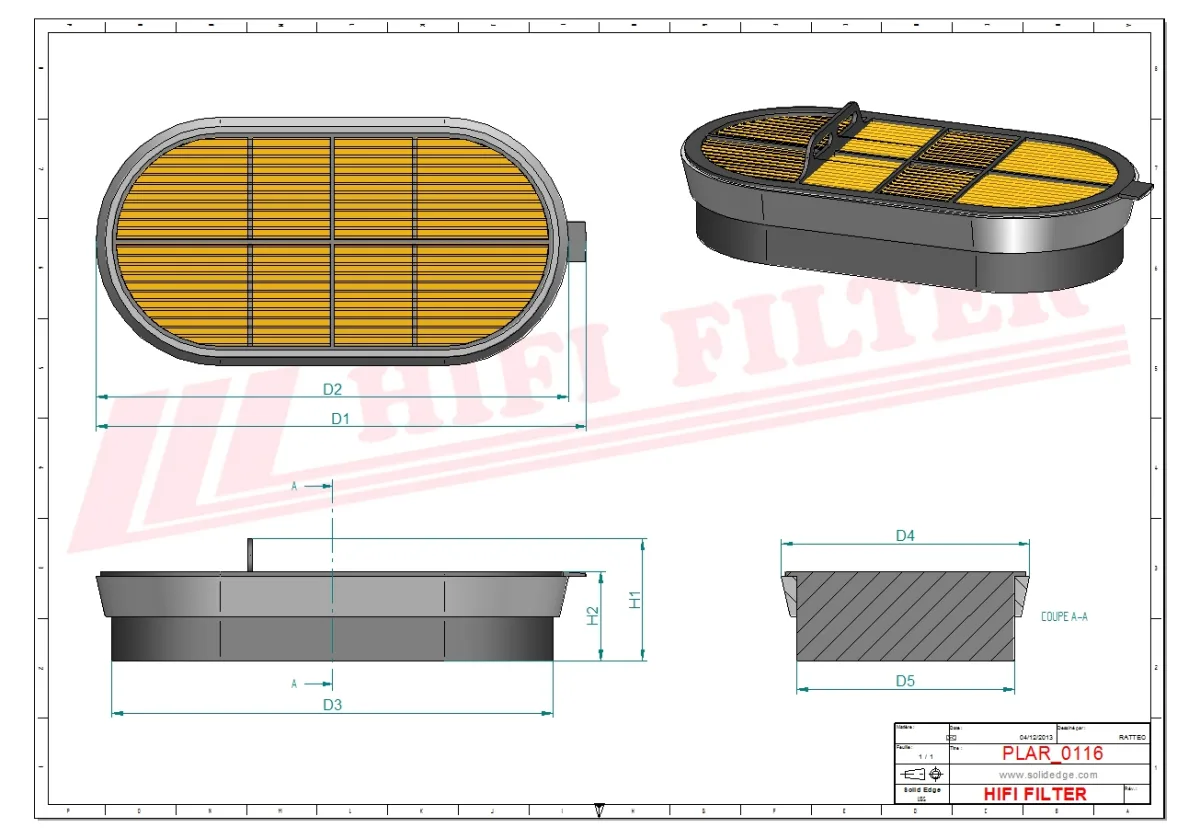 Rysunek techniczny Hifi Filter SA16509