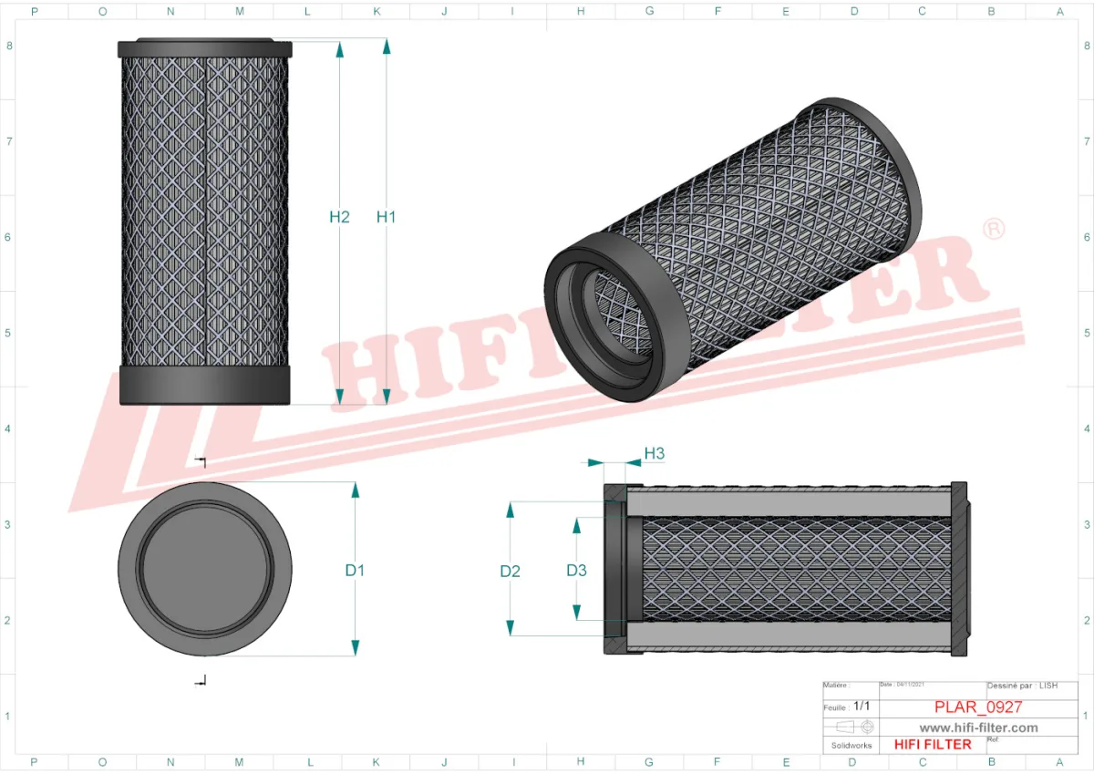 Rysunek techniczny Hifi Filter SA16513