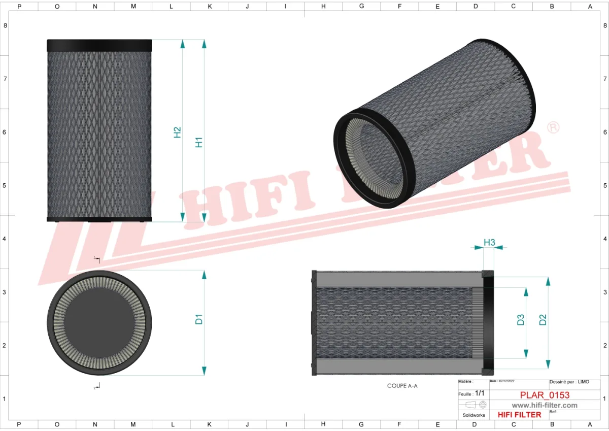 Rysunek techniczny Hifi Filter SA16519