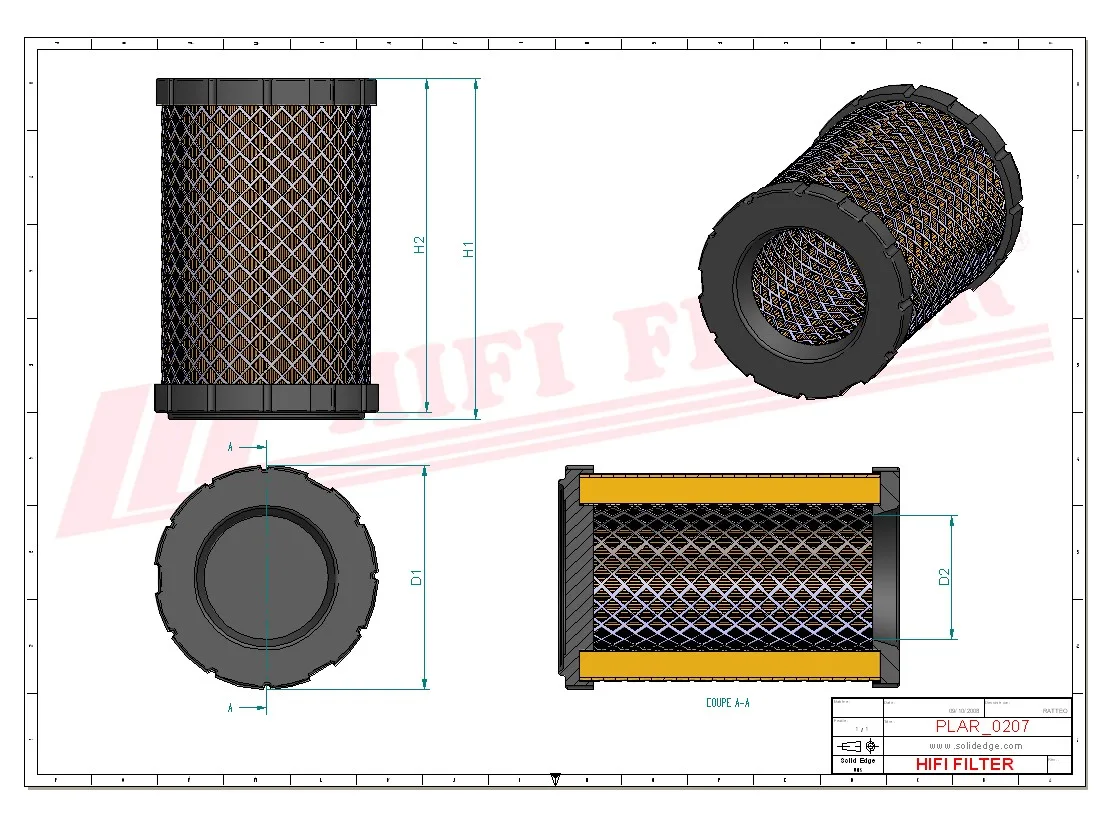 Rysunek techniczny Hifi Filter SA16526