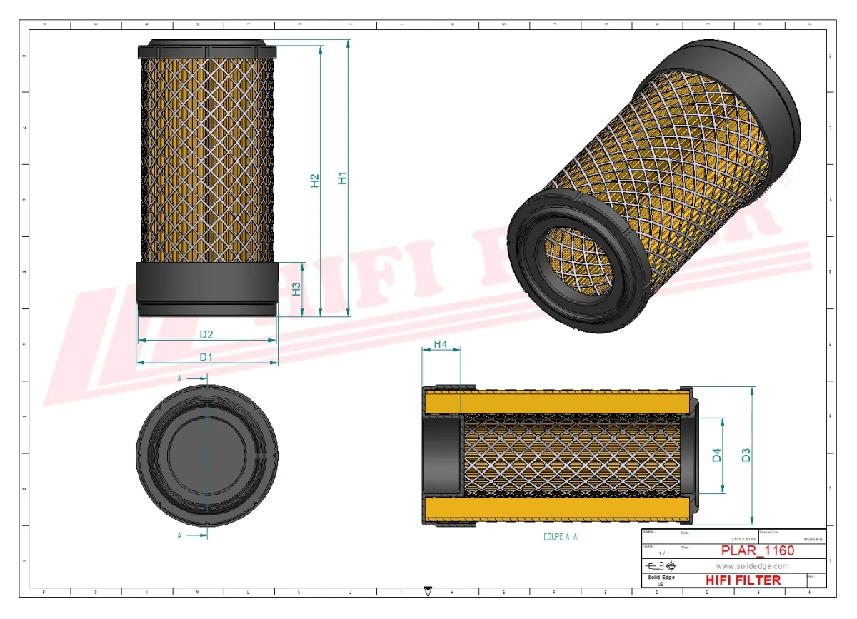 Rysunek techniczny Hifi Filter SA16545
