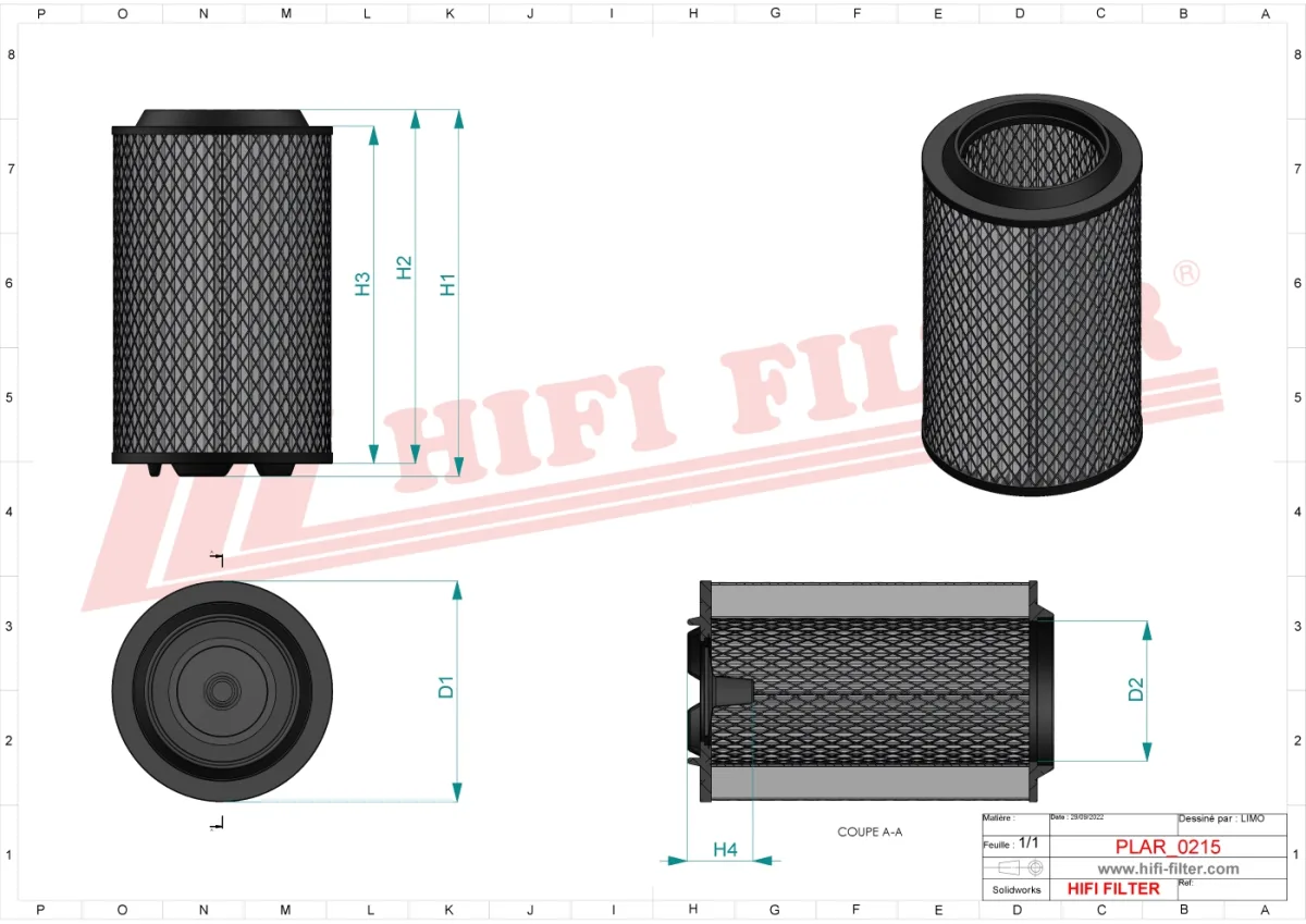 Rysunek techniczny Hifi Filter SA16582