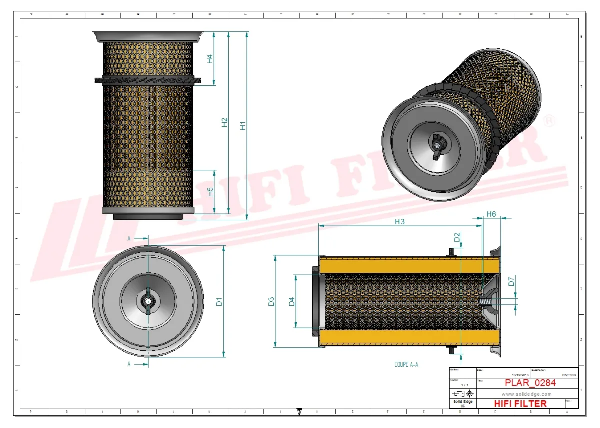 Rysunek techniczny Hifi Filter SA16591