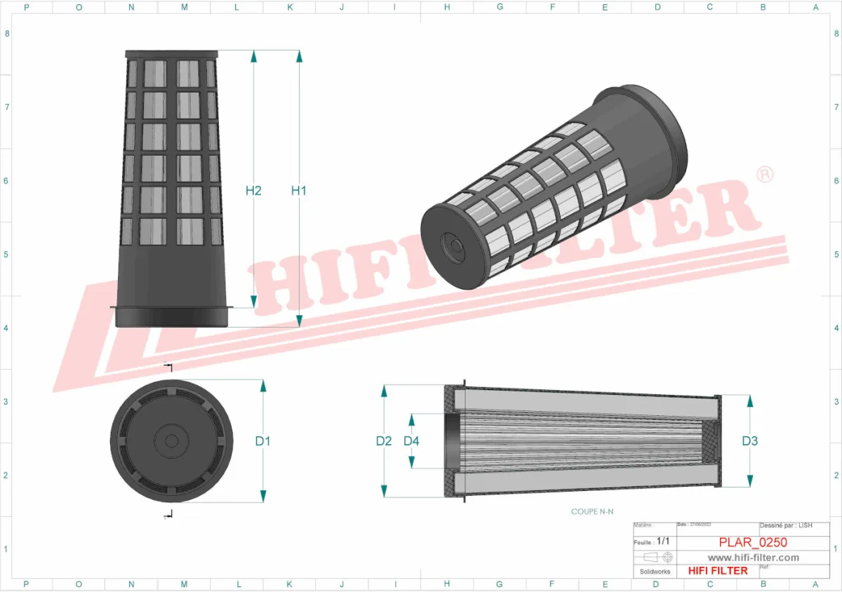 Rysunek techniczny Hifi Filter SA16604