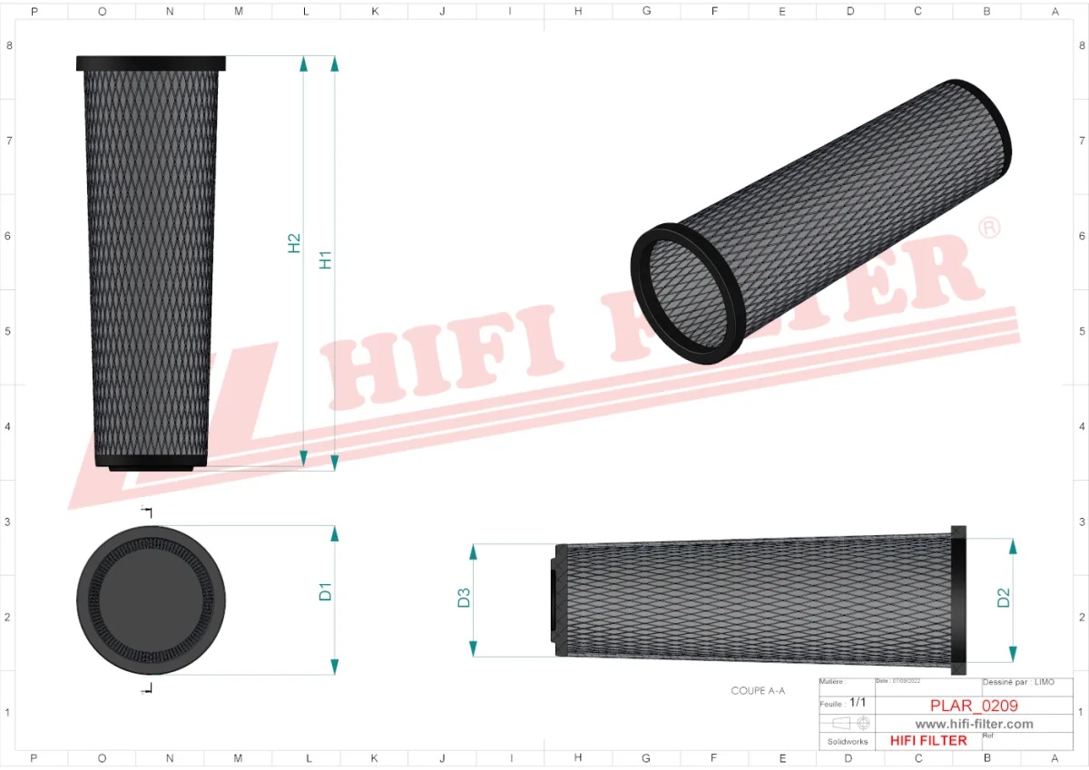 Rysunek techniczny Hifi Filter SA16605