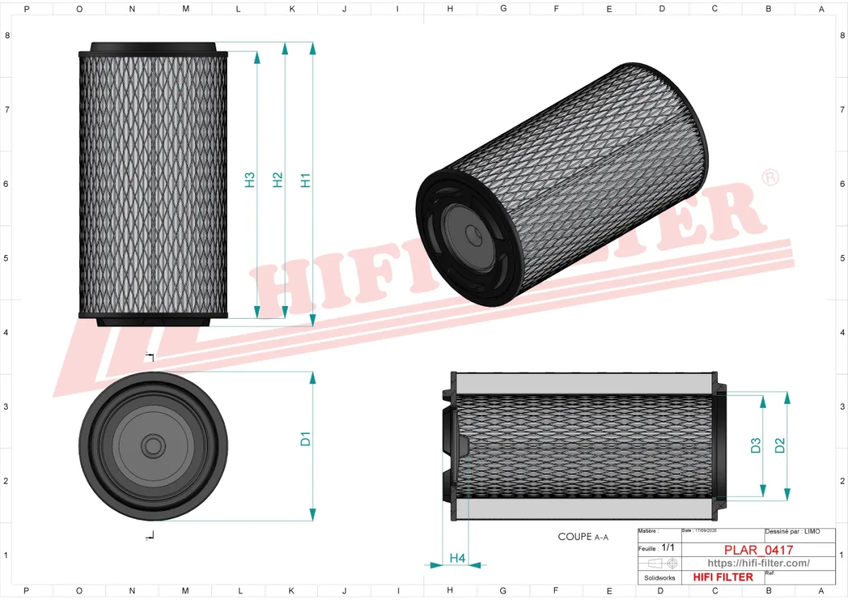 Rysunek techniczny Hifi Filter SA16612
