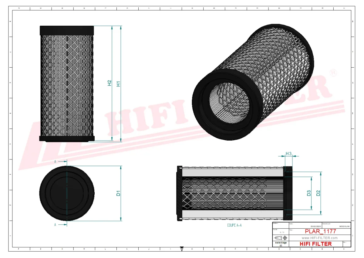Rysunek techniczny Hifi Filter SA16684
