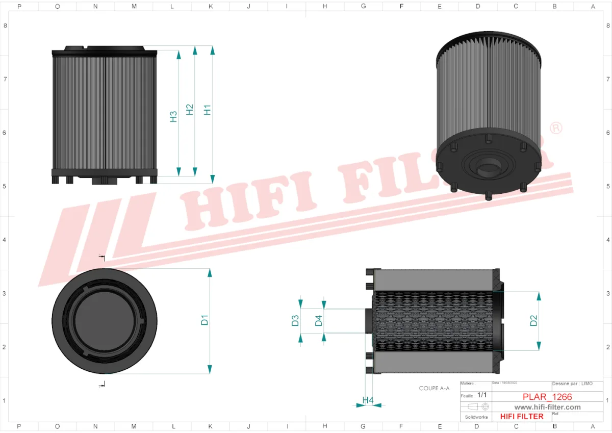 Rysunek techniczny Hifi Filter SA16697