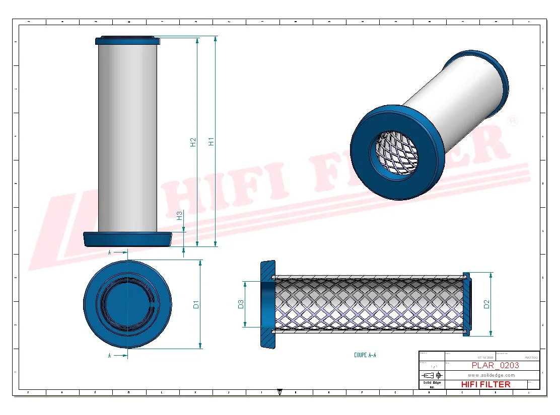 Rysunek techniczny Hifi Filter SA16734