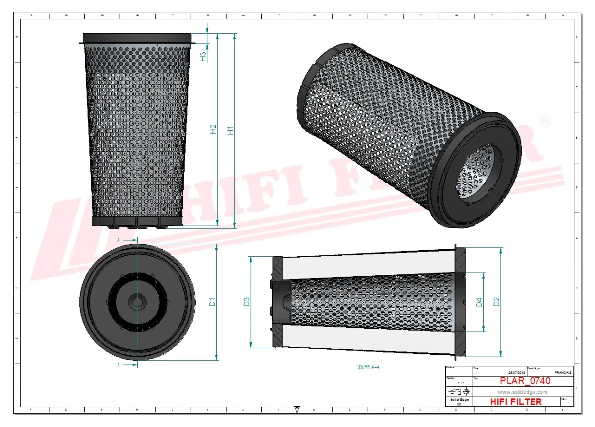 Rysunek techniczny Hifi Filter SA16754