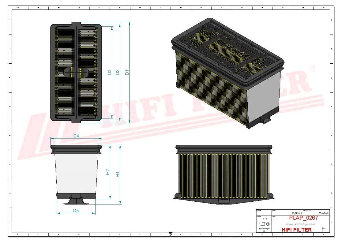 Rysunek techniczny Hifi Filter SA16782