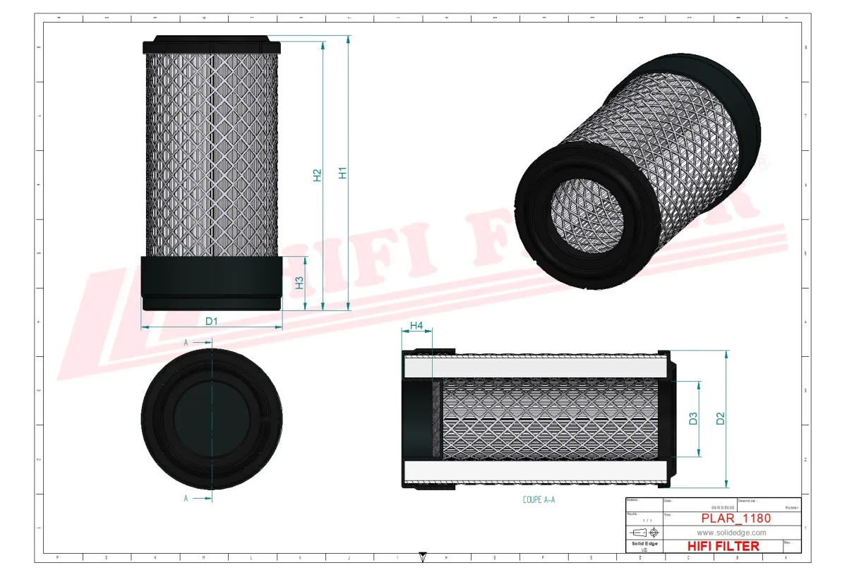 Rysunek techniczny Hifi Filter SA16827