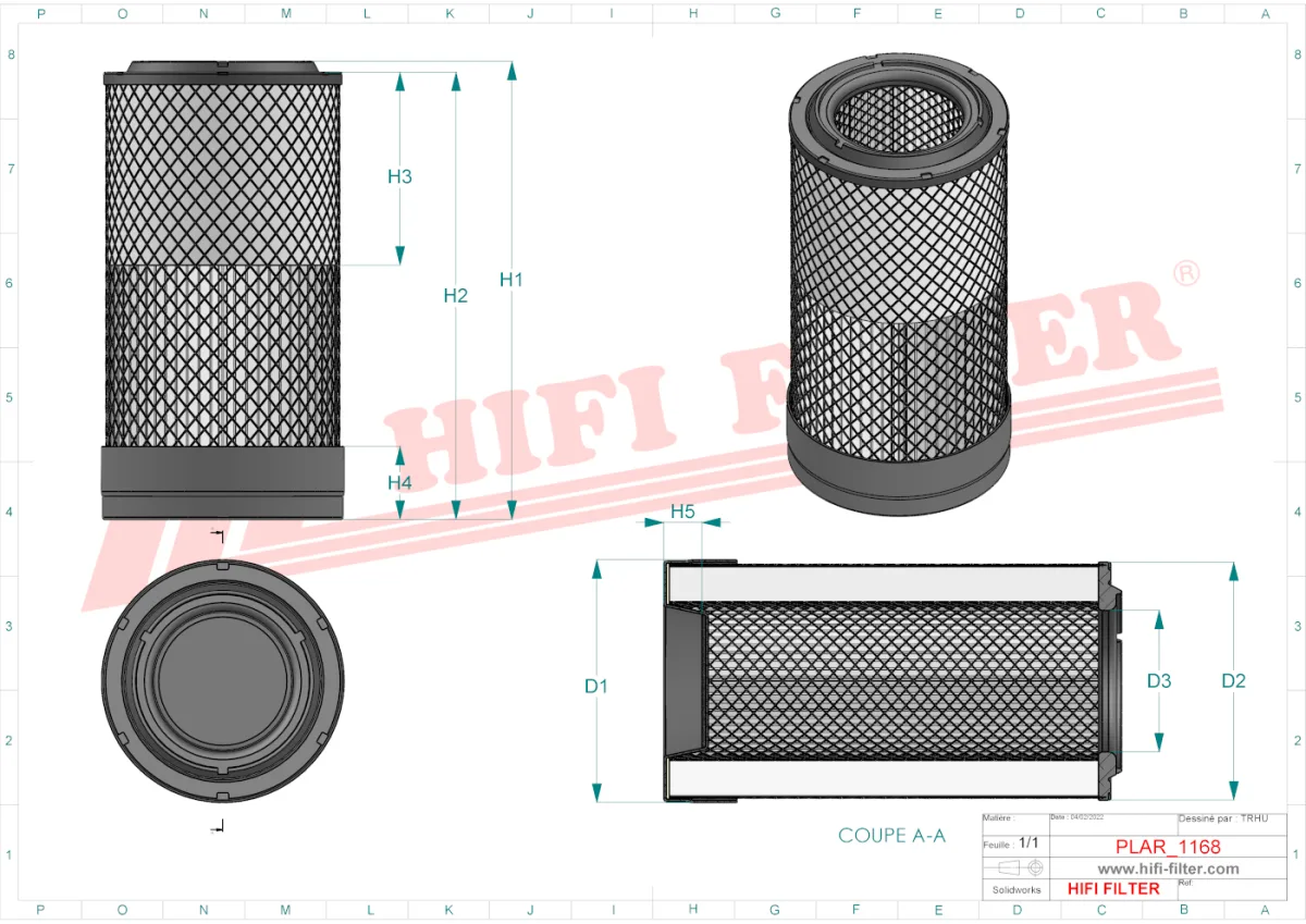 Rysunek techniczny Hifi Filter SA16874