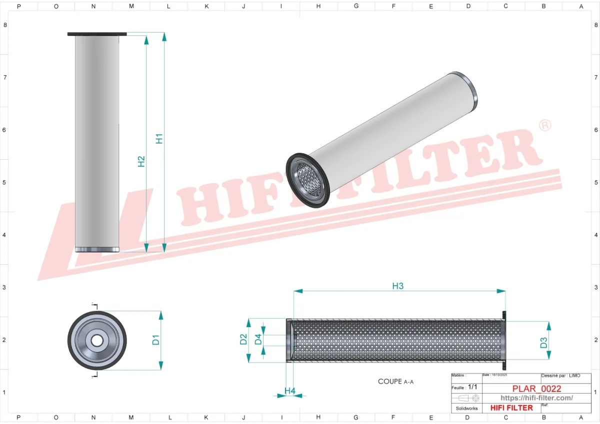 Rysunek techniczny Hifi Filter SA16985