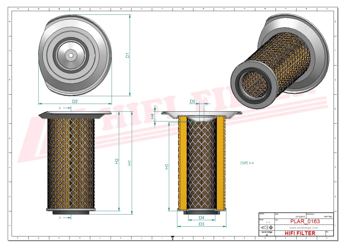 Rysunek techniczny Hifi Filter SA17004