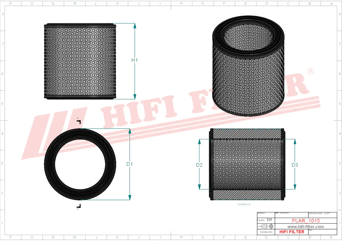 Rysunek techniczny Hifi Filter SA17007