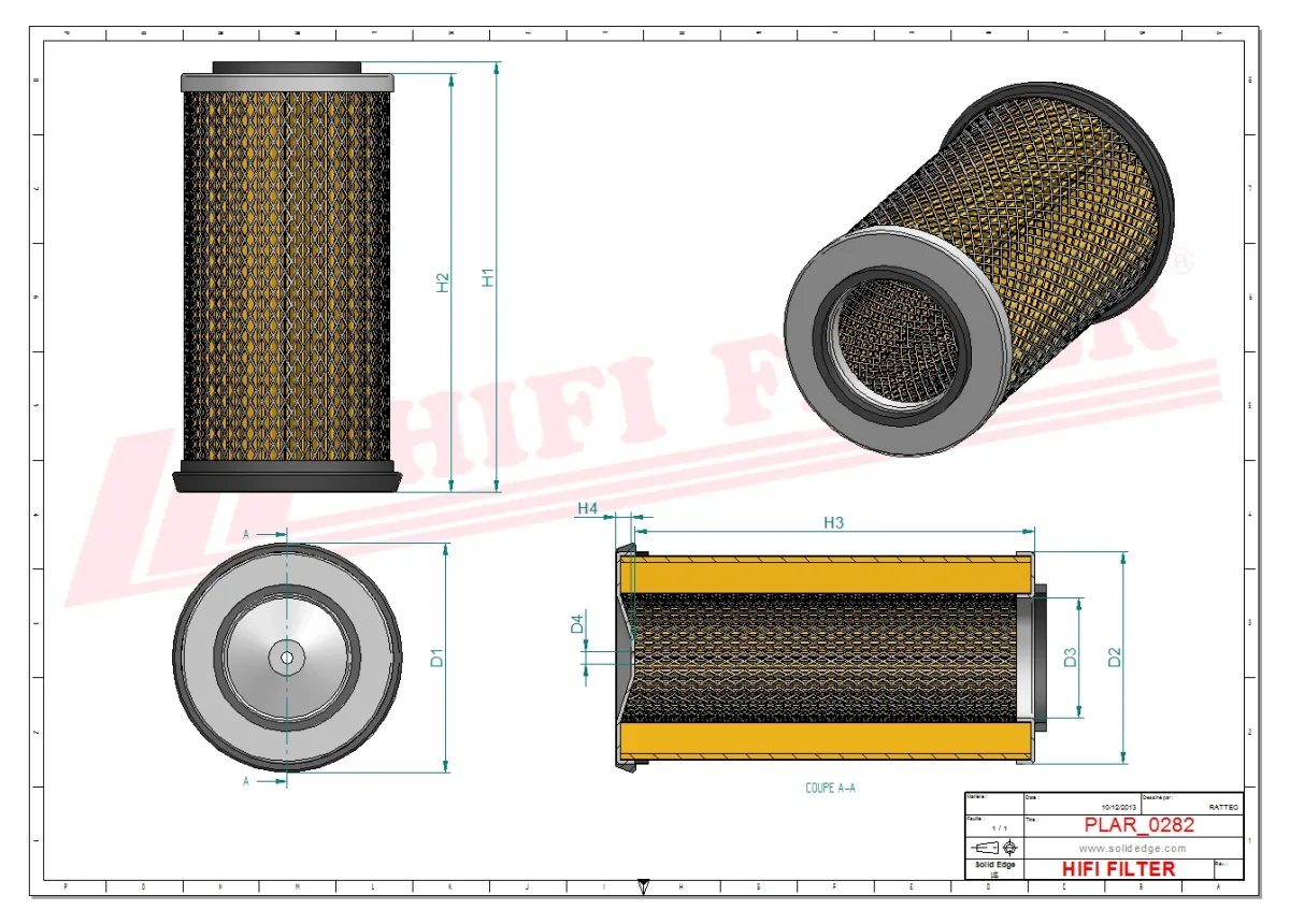 Rysunek techniczny Hifi Filter SA17134