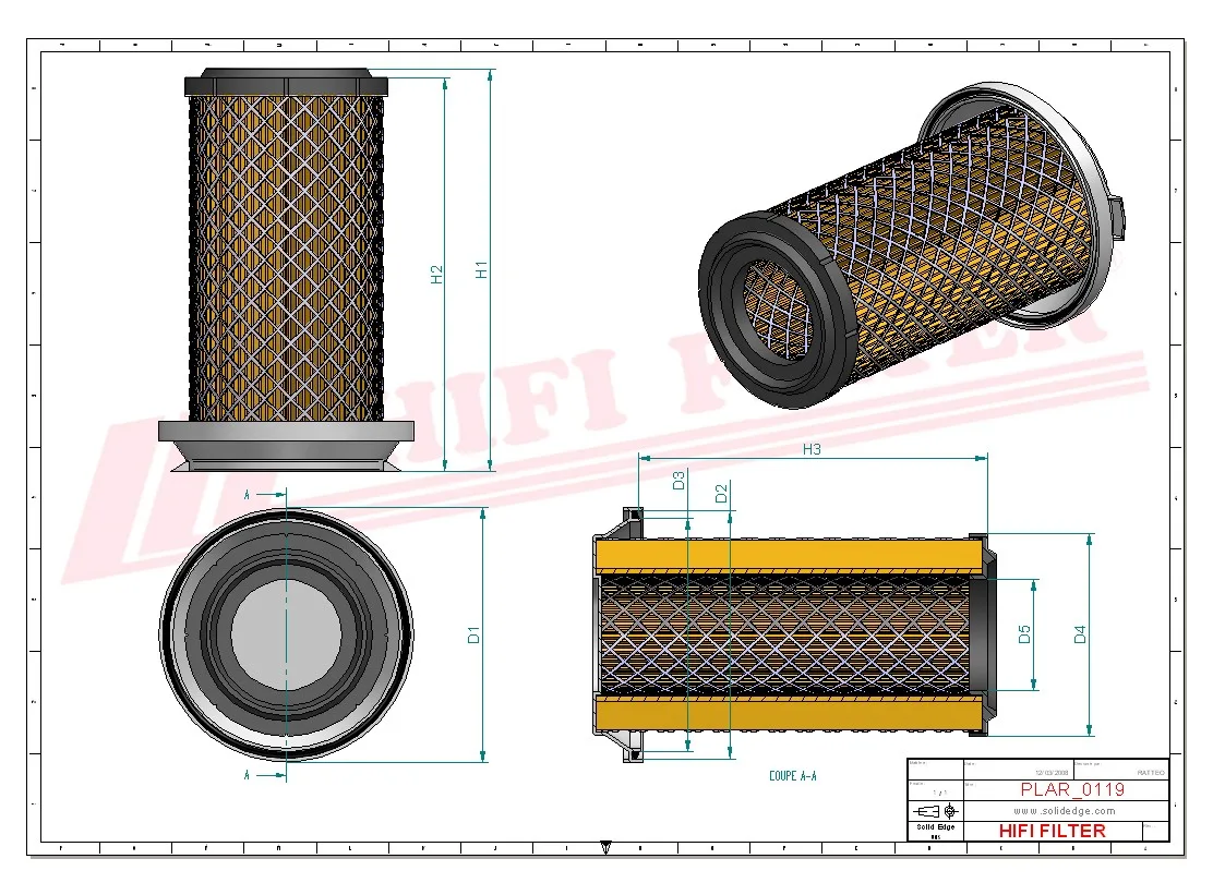 Rysunek techniczny Hifi Filter SA17222