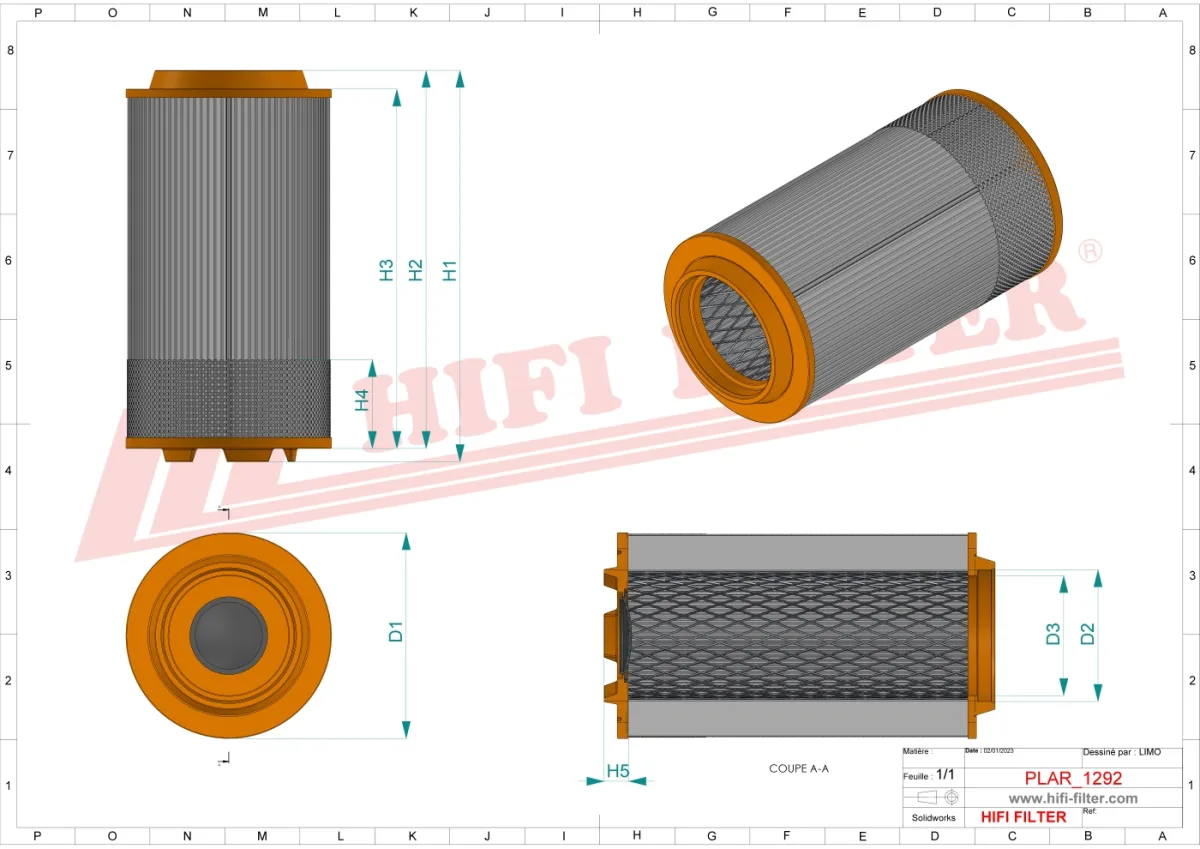 Rysunek techniczny Hifi Filter SA17363