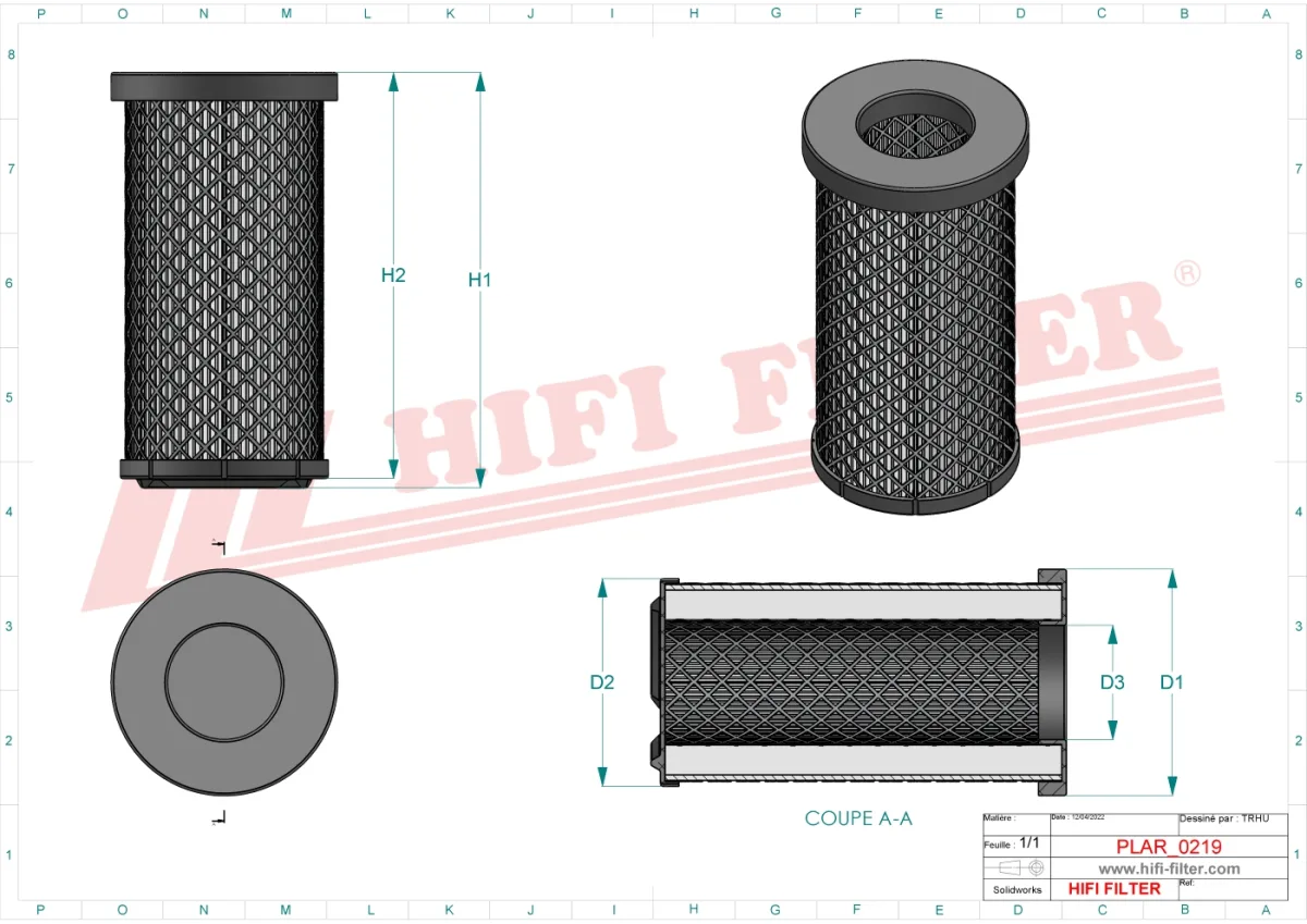 Rysunek techniczny Hifi Filter SA17418
