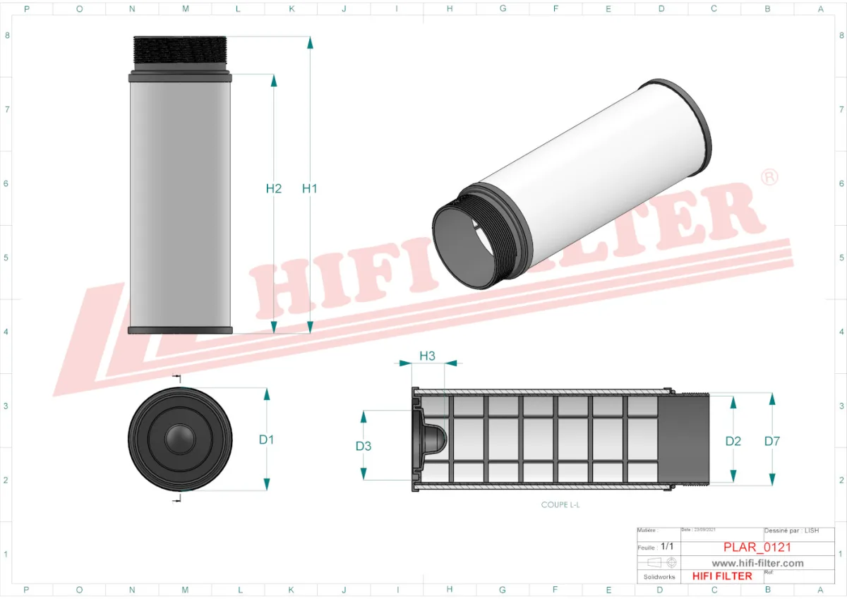 Rysunek techniczny Hifi Filter SA17427