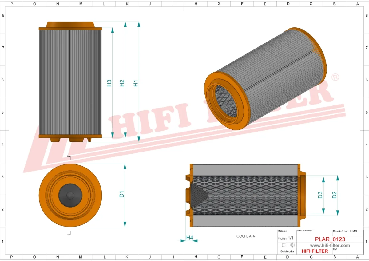 Rysunek techniczny Hifi Filter SA17507