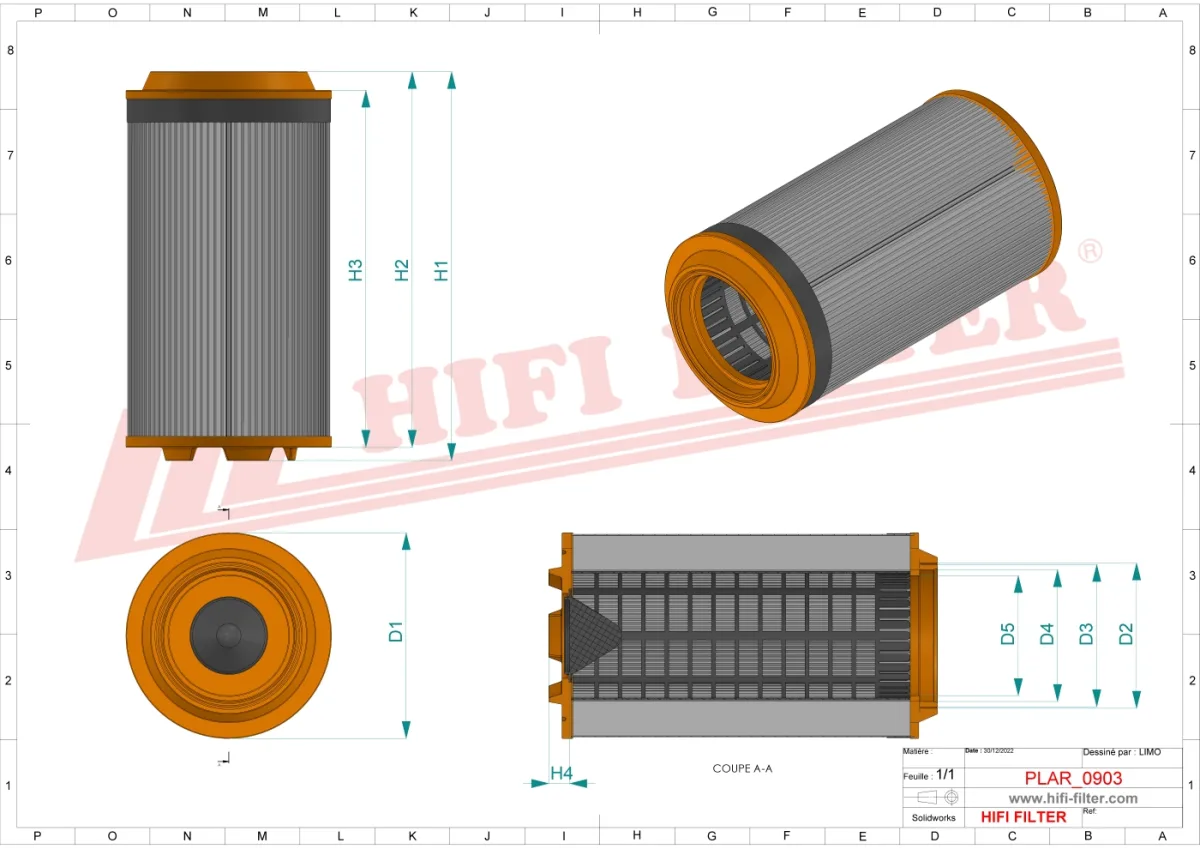 Rysunek techniczny Hifi Filter SA17538