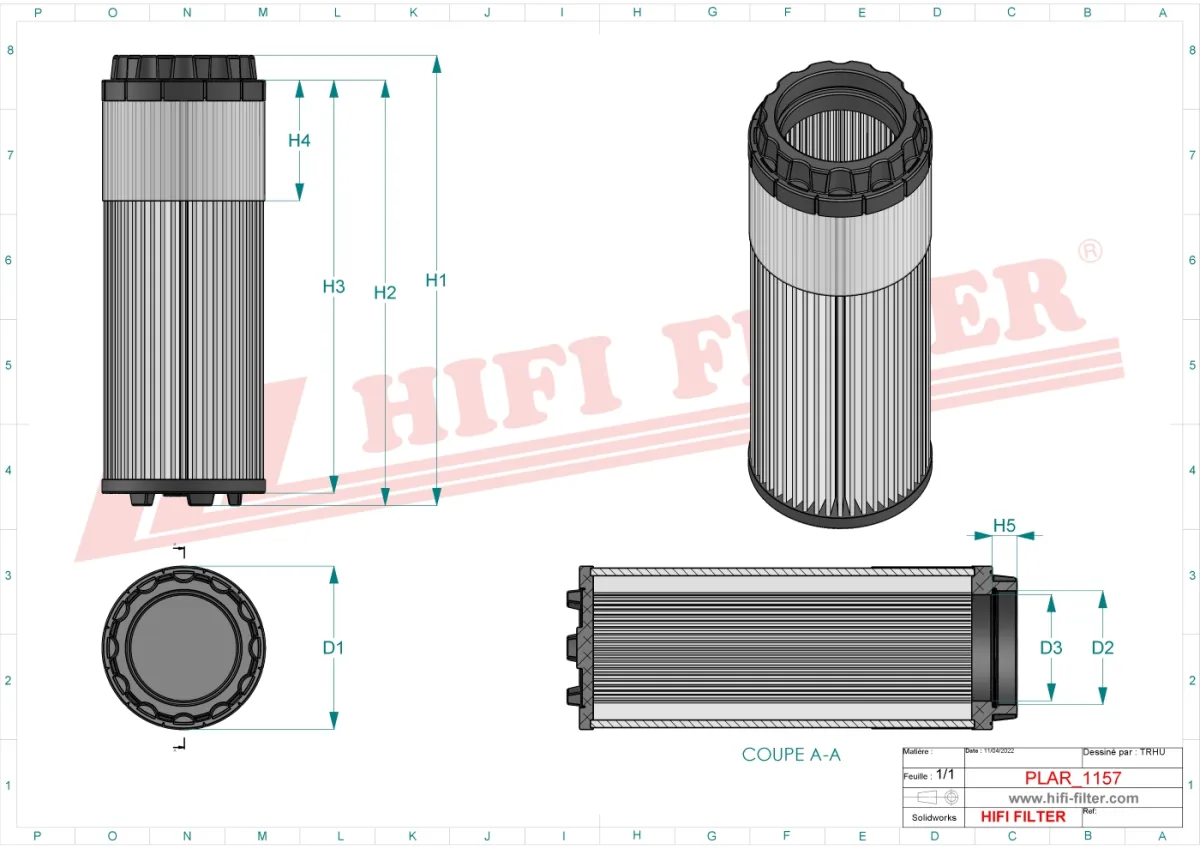 Rysunek techniczny Hifi Filter SA17554