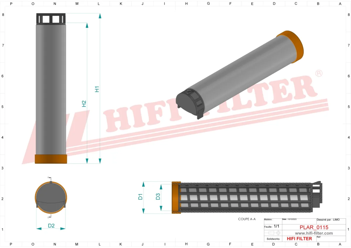 Rysunek techniczny Hifi Filter SA17555