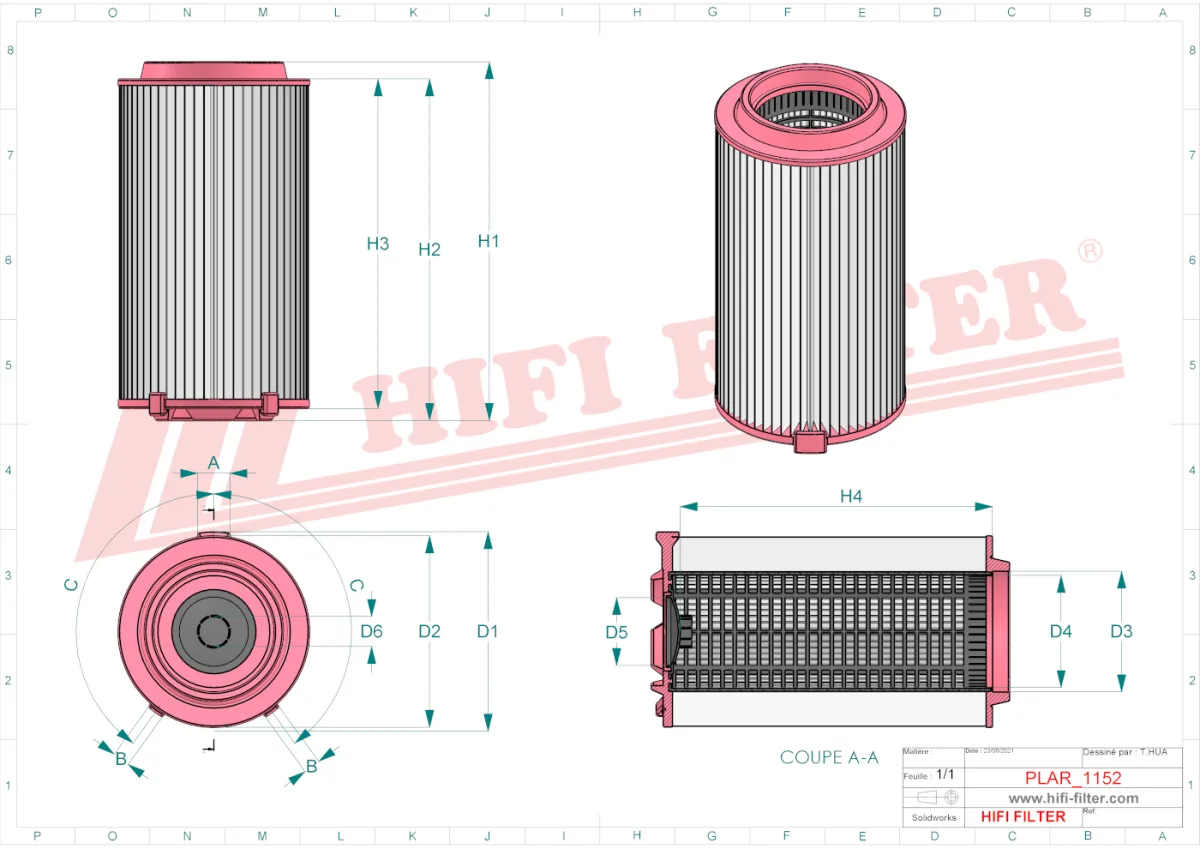 Rysunek techniczny Hifi Filter SA17584