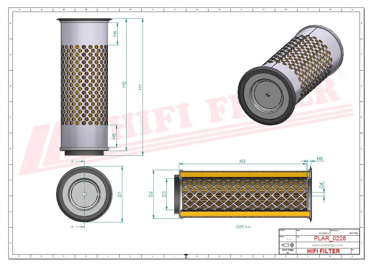 Rysunek techniczny Hifi Filter SA17938