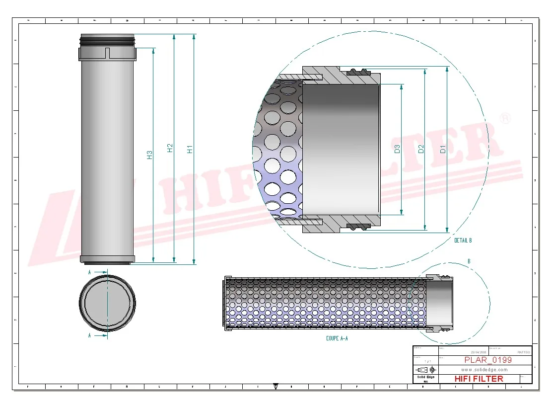 Rysunek techniczny Hifi Filter SA18049