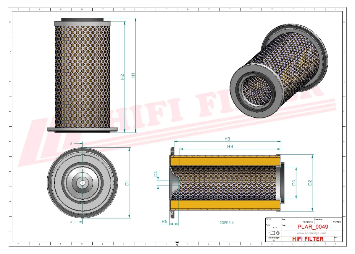 Rysunek techniczny Hifi Filter SA18052