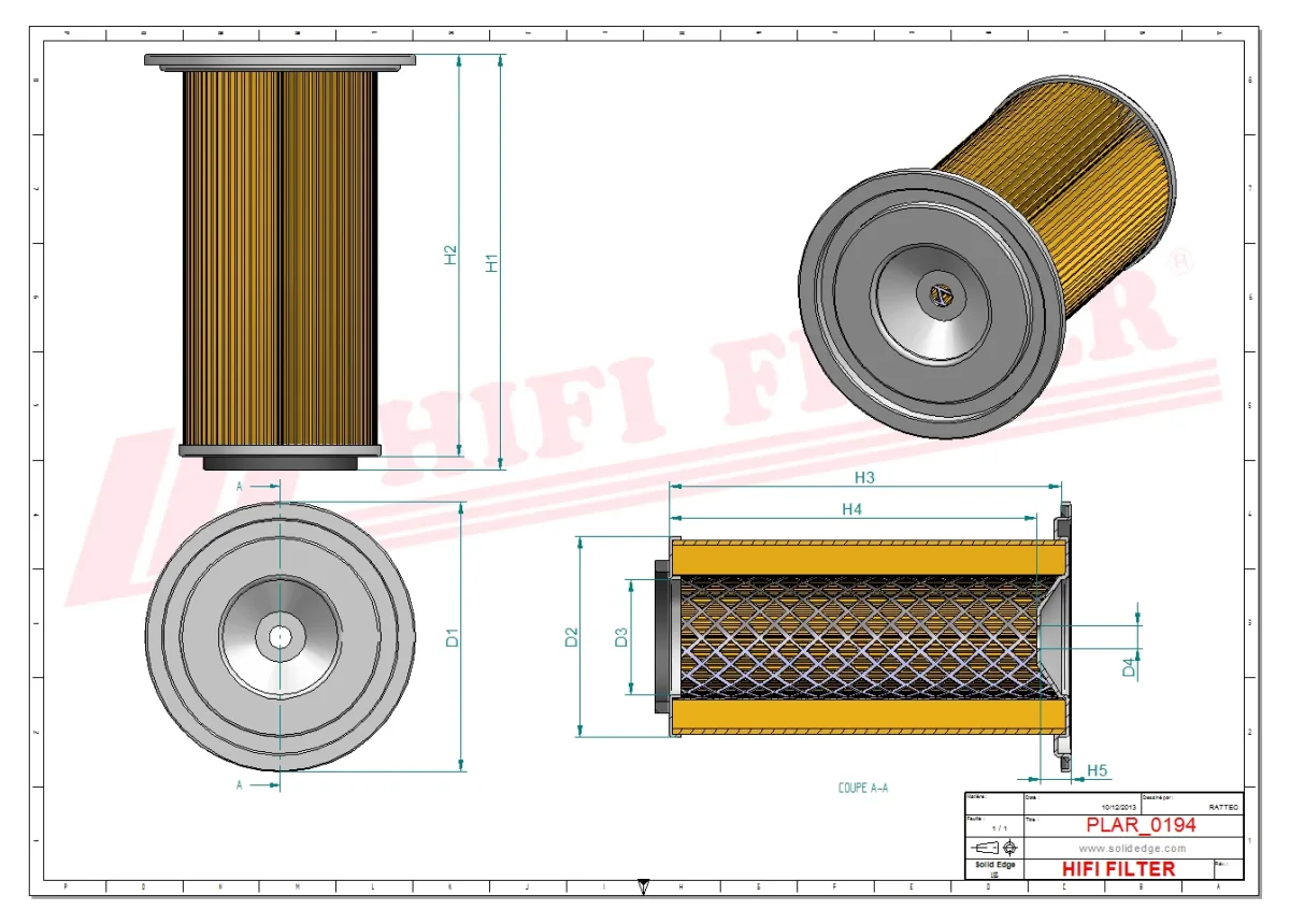Rysunek techniczny Hifi Filter SA18055