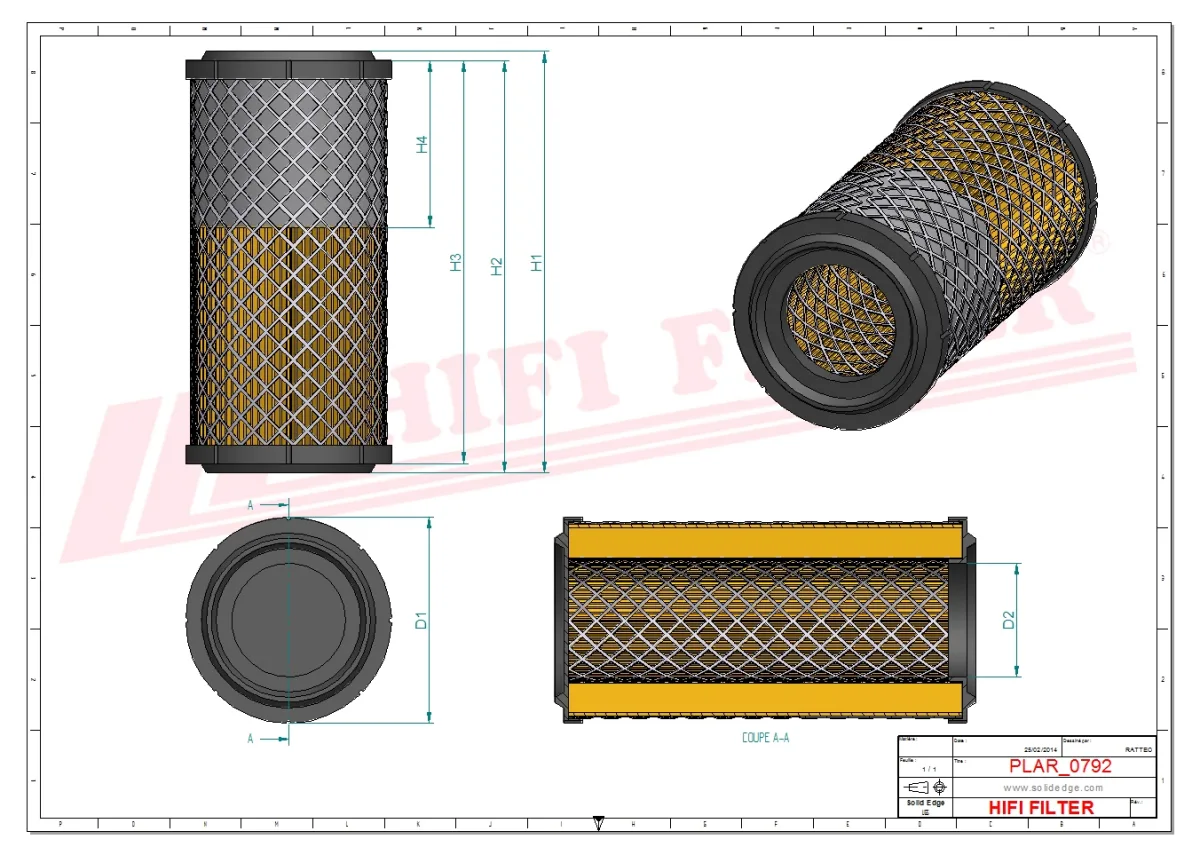 Rysunek techniczny Hifi Filter SA18185