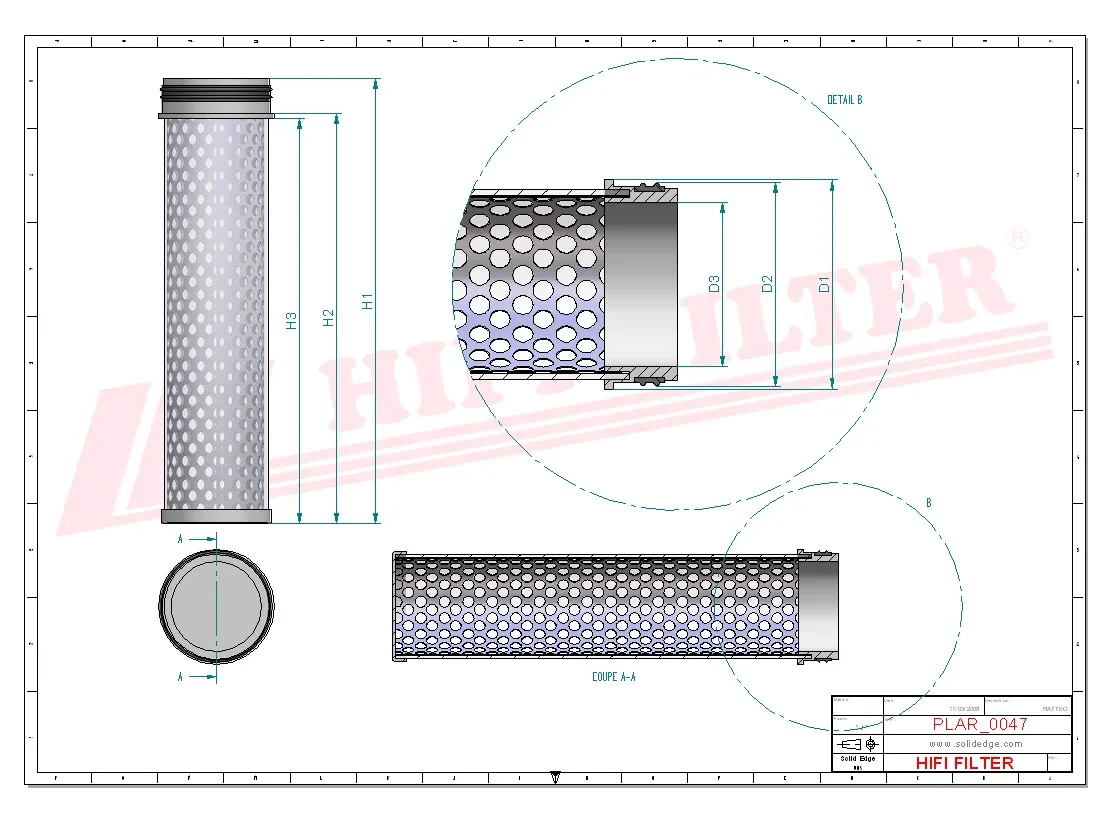Rysunek techniczny Hifi Filter SA18191