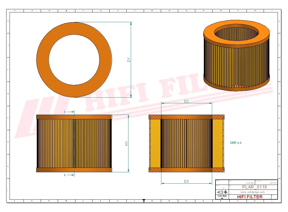 Rysunek techniczny Hifi Filter SA19398