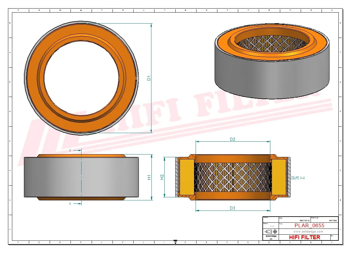 Rysunek techniczny Hifi Filter SA19537