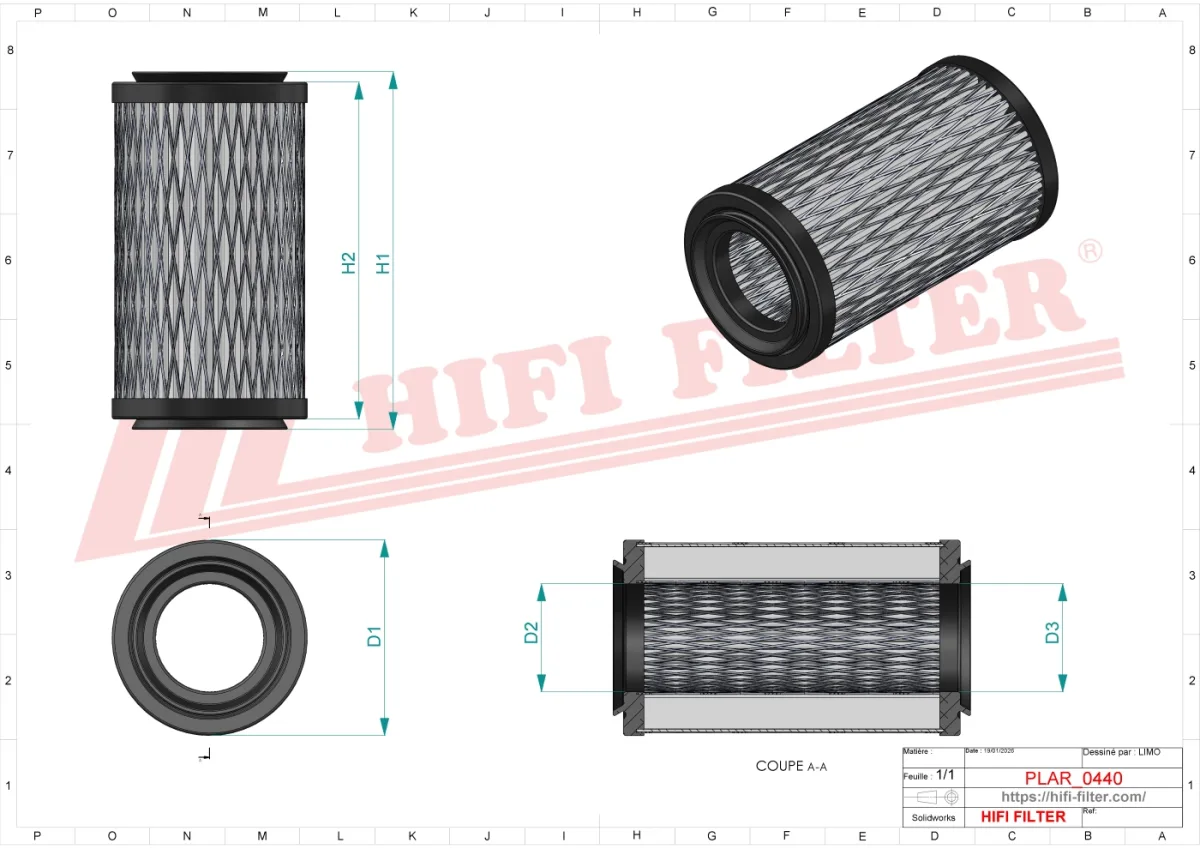 Rysunek techniczny Hifi Filter SA19572