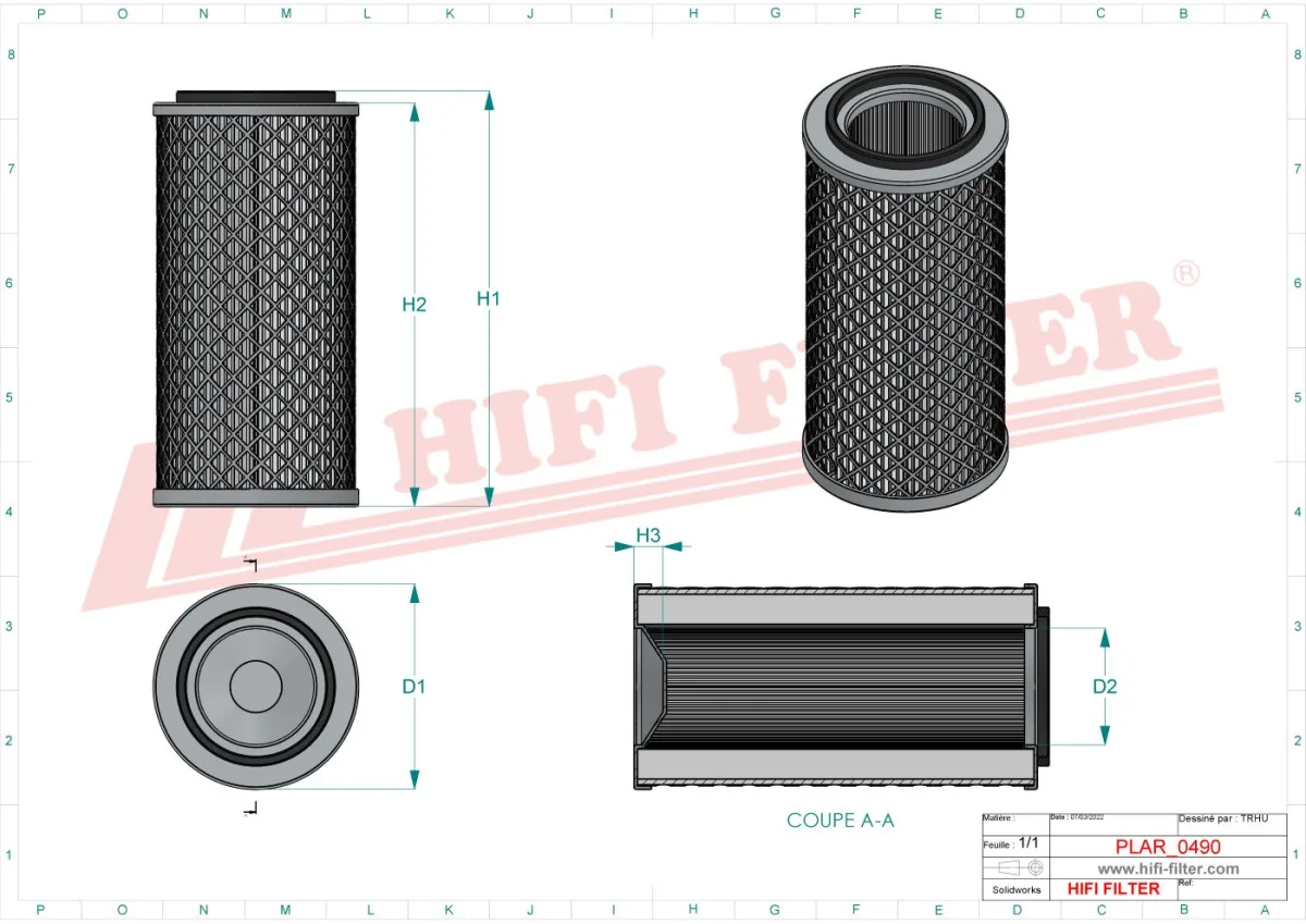 Rysunek techniczny Hifi Filter SA19927