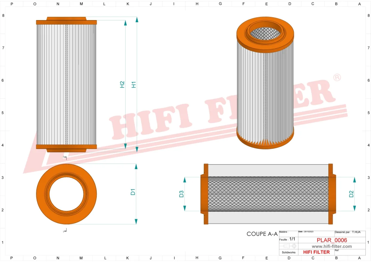 Rysunek techniczny Hifi Filter SA5036